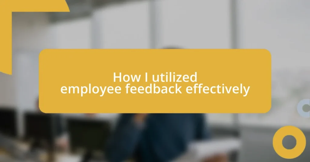 How I utilized employee feedback effectively